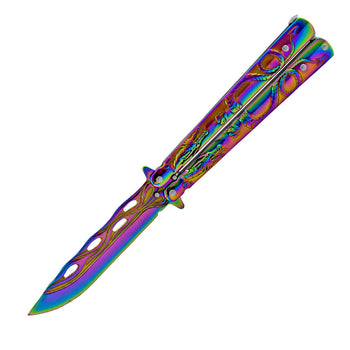 SG-KA1088RB 9.13 inch Practice Butterfly Automatic Folding Pocket Knife - Titanium